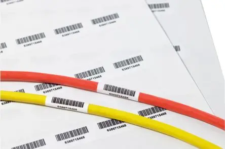 Produktfoto 1 von HellermannTyton Klebend Etikettenblatt Selbstverschweißend für Laserdrucker, Weiß, Klar 2500 pro Paket Stück, L. 36.5 mm