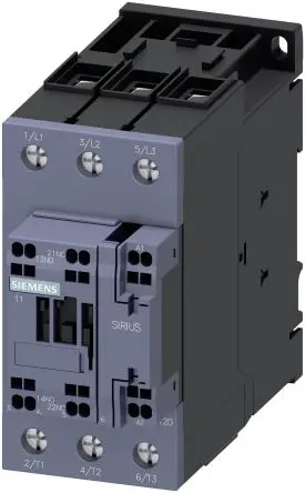 Produktfoto 1 von Siemens 3RT2 Schütz 24V dc-Spule, 3-polig, 400V ac / 51 A 24V dc 22 kW 1 Schließer/1 Öffner Motorsteuerung, Umkehrend