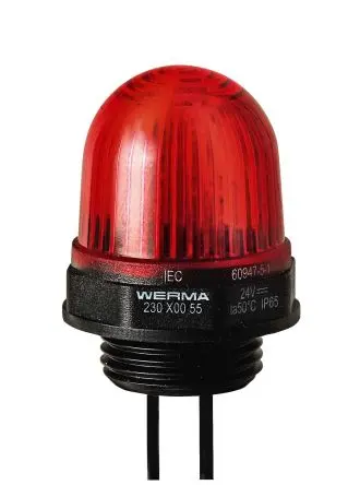Produktfoto 1 von Werma 230 LED Dauerbetrieb Signalleuchte 12V Rot Eingebaut, Ø 29 mm x 154 mm IP65