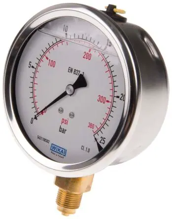 Produktfoto 1 von WIKA 213.53 Manometer 100 mm 0 bar → 25 bar Edelstahl Gehäuse G 3/8