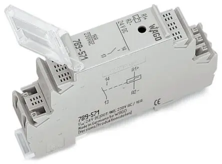 Produktfoto 1 von WAGO 789 Relais mit Verriegelung DIN-Hutschiene, 24V dc Spule, SPST, max. 82mA, 250V ac