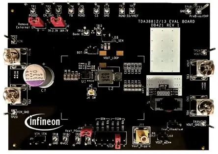 Produktfoto 1 von Infineon Entwicklungskit analog für TDA38812, EVAL_TDA38812_1VOUT Evaluierungsplatine
