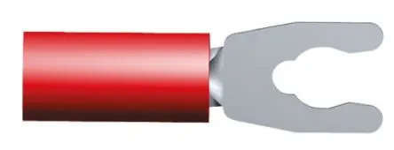 Produktfoto 1 von TE Connectivity PIDG Rot Isoliert Gabelkabelschuh B. 6.35mm, M3.5 Nylon 22 AWG 16 AWG