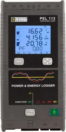 Produktfoto 1 von Chauvin Arnoux PEL113 Energie Leistung, Spannung, Oberschwingungen, Energie, Frequenz, Strom Datenprotokolliergerät, IR,