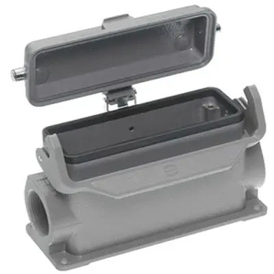 Produktfoto 1 von HARTING Han B Oberflächenmontiertes Gehäuse Einhebel 1, Oberfläche 24B Haube für seitliche Kabeleinführung, IP65