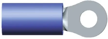 Produktfoto 1 von TE Connectivity PIDG Ringkabelschuh, Isoliert 16 AWG, Blau, 14 AWG max.AWG, aussen ø 0.25 mm, innen ø 0.119 mm, M3