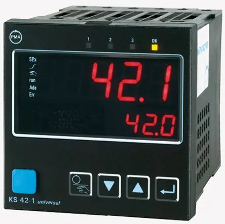 Produktfoto 1 von P.M.A KS42 PID Temperaturregler Panel 5, 2 x Relais Ausgang/ Digitaler Eingang, PT1000, Heizstrom, Thermoelement,
