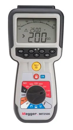 Produktfoto 1 von Megger MIT2500 Isolationsprüfer 50 V, 20mA, 2500 V Isolationsprüfer 200 GΩ CAT IV
