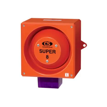 Produktfoto 1 von Clifford & Snell YL80 Super, Filament/Warnsummer-Licht Beacon-Sounder-Kombination 115V ac Magenta IP66 Wand / 117 dB 120
