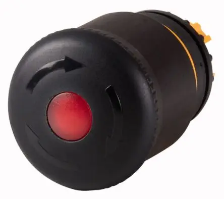 Produktfoto 1 von Eaton M22 Not-Aus-Schalter, 22.5 mm, Gelb, Schwarz, Drehentriegelung, Pilzkopf, IP67, IP69K, 38 mm beleuchtet