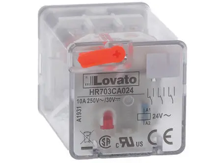 Produktfoto 1 von Lovato HR702C Relais ohne Verriegelung 24V ac Spule 2-poliger Umschalter 10A