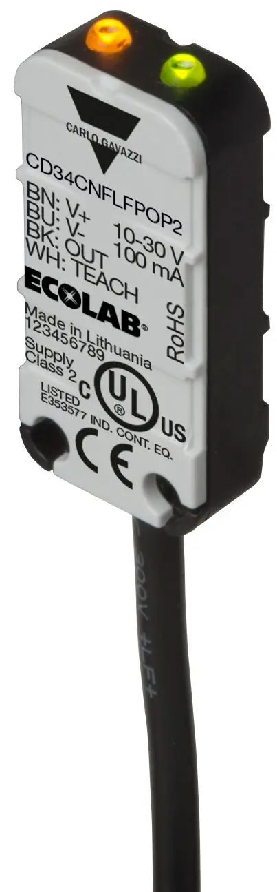 Produktfoto 1 von Carlo Gavazzi CD34CNFLFN Kapazitiver Sensor Füllstandssensor mit 2 m Kabel Bündige Montage-Montage Kunststoff -25 °C /