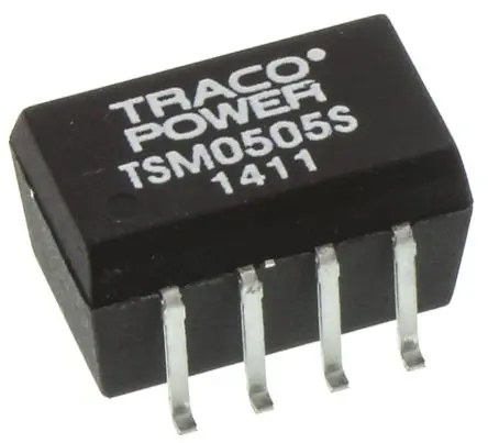 Produktfoto 1 von TRACOPOWER TSM DC/DC Konverter, 5V dc OUT 200 mA Oberfläche 5.5V dc 1 kV dc 1 W -40 °C 85 °C