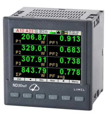 Produktfoto 1 von Sifam Tinsley ND30 Leistungsmessgerät TFT-LCD 92.5 mm x 92.5 mm / 3-phasig 2 Ausg. 2 Eing. Impulsausgang