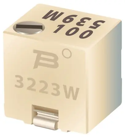 Produktfoto 1 von Bourns 3223 11-Gang Oberfläche Trimm-Potentiometer, Einstellung von oben, 50 kΩ, 20 %, 0.125 W, Lot, L. 3.9 mm, L. 0.38
