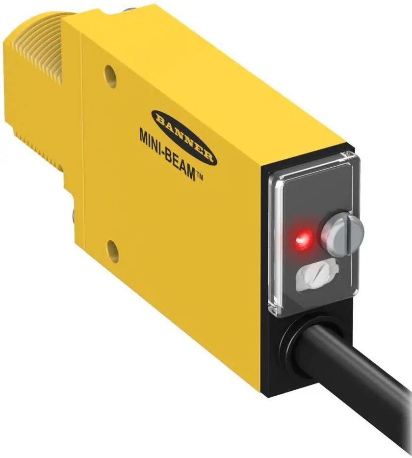 Produktfoto 1 von Banner Rechteckig Optischer Sensor, Retroreflektierend, Bereich 5 m, PNP Ausgang, Anschlusskabel, Hell-/dunkelschaltend