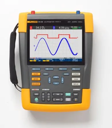 Produktfoto 1 von Fluke ScopeMeter III Speicher tragbar Oszilloskop 200 MHz 2-Kanal, ISO-kalibriert