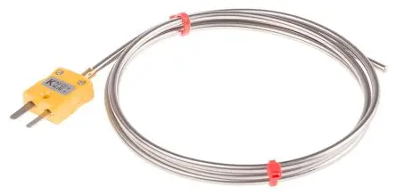 Produktfoto 1 von RS PRO Edelstahl 310 Mineralisoliertes Thermoelement Typ K, Ø 3 mm x 1 m -40 °C → 1100 °C, ISO-kalibriert