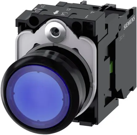 Produktfoto 1 von Siemens SIRIUS ACT 3SU11 Druckschalter Beleuchtet Trennplatte Ø 22 mm, SPST Blau, IP66, IP67, IP69K