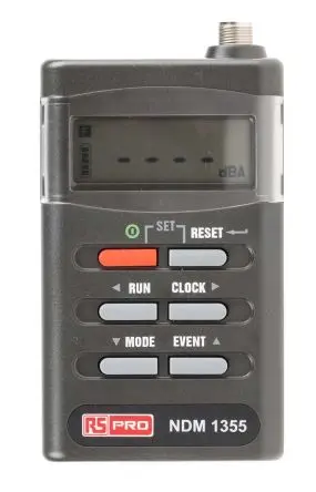 Produktfoto 1 von RS PRO NDM1355 Datenloggerfunktion LCD Schallpegelmessgerät 70 dB 140 dB 10 kHz IEC 61672-1:2002 Klasse 2 0.1 dB