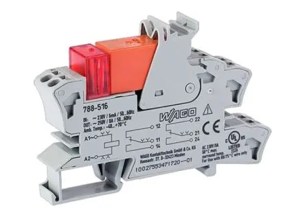 Produktfoto 1 von WAGO 788 Relaismodul 230V ac, 2-poliger Umschalter DIN-Hutschiene 4mA