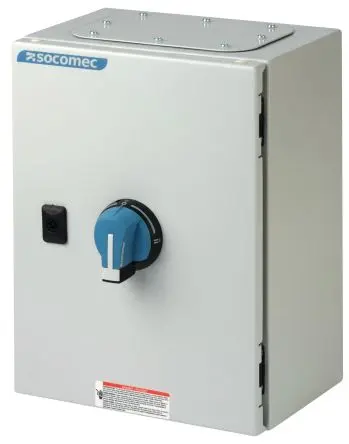 Produktfoto 1 von Socomec 4214 Umschalter 3-polig DIN-Hutschiene, Schnellanschluss, Wand 1600A, 20 A 23 kW Schwarz, Grau, Rot IP65