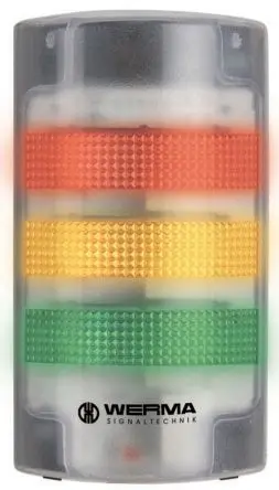 Produktfoto 1 von Werma FlatSIGN LED Signalturm Summer 3-stufig Linse Rot, Gelb, Grün 24V Blinkend, Dauer Wand 195 mm Multifunktion
