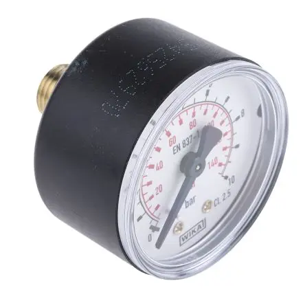Produktfoto 1 von WIKA R 1/4 111.12 Manometer 50 mm 0 bar → 10 bar ±1.6 % Kunststoff Gehäuse, ISO-kalibriert