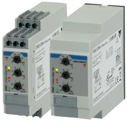 Produktfoto 1 von Carlo Gavazzi PPB01 Überwachungsrelais 3-phasig, 1-poliger Umschalter DIN-Hutschiene