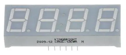 Produktfoto 1 von Kingbright LED-Anzeige 7 Segmente 4 Zeichen Anode, Rot 630nm 24mcd Zeichenbreite 8 mm Rechts Zeichenhöhe 14.2 mm