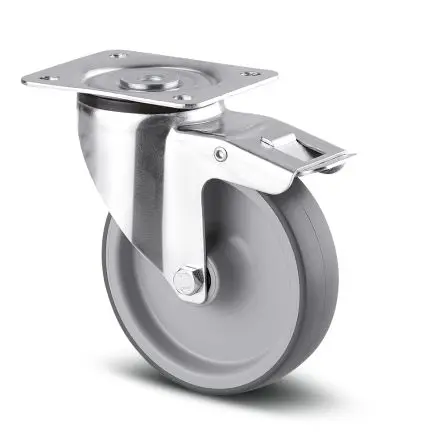Produktfoto 1 von Tente Gebremst, schwenkbar Rolle, Rad ø 100 mm, 80 kg, Ges H. 128 mm, Rad B. 32 mm, Polypropylen
