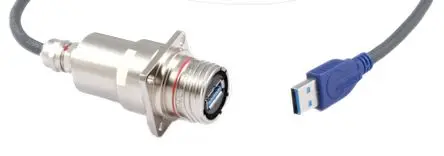Produktfoto 1 von Amphenol Socapex, Gerade USB3FTV USB-Steckverbinder USB Typ A 2, Panel USB 3.0 IP68