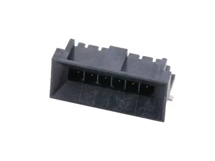 Produktfoto 1 von Molex 46622 Leiterplattenleiste gewinkelt, 6-polig / 1-reihig, Raster 3 mm Raster Oberfläche, Kabel-Platine, Ummantelt
