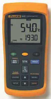 Produktfoto 1 von Fluke Digitales Thermometer, 54 II B, Tragbar, 2 bis 1767 °C ± [0.05 % + 0.3°C] (Above -100°C), ± [0.20 % + 0.3°C]