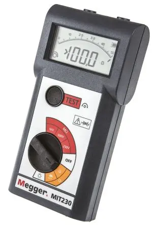 Produktfoto 1 von Megger MIT230 Isolationsprüfer 250 V, 200mA, 1000 V dc Isolations- & Durchgangsprüfgerät CAT III, ISO-kalibriert