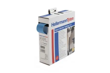 Produktfoto 1 von HellermannTyton HIS-3 Wärmeschrumpfschlauch, Polyolefin vernetzt Blau, Ø 1.6 mm Schrumpfrate 3:1, Länge 10m