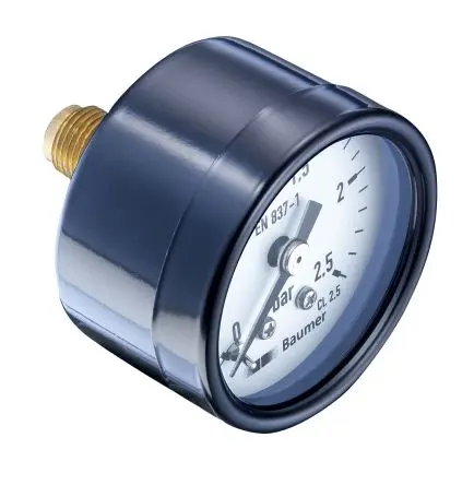 Produktfoto 1 von Bourdon MAT Manometer 40 mm 0 bar → 10 bar ±2.5 % Stahl Gehäuse G 1/8, ISO-kalibriert