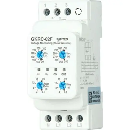 Produktfoto 1 von ENTES DGRC-GKRC-MCC Phasen-/Spannungsüberwachungsrelais 3-phasig, 1 Wechsler DIN-Hutschiene