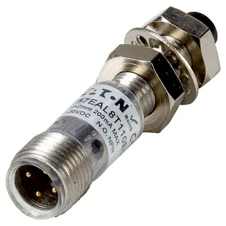 Produktfoto 1 von Eaton E57 Miniatur M8 Induktiver Näherungssensor, Gewinderohr NPN / 200mA 2 mm, IP67 30 V dc