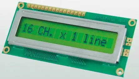 Produktfoto 1 von Displaytech Monochrom LCD, Alphanumerisch LED Gelb 1 Zeile mit 16 Zeichen, Hintergrund Grün, Parallel Interface