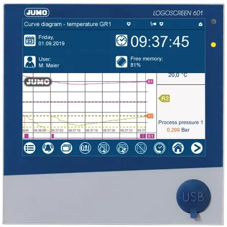 Produktfoto 1 von Jumo Logoscreen 601 Grafik Kurvenschreiber
