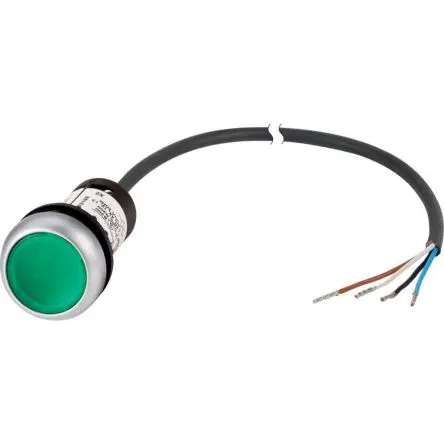 Produktfoto 1 von Eaton C22 Beleuchtete Drucktaste Grün Beleuchtet wartungsfrei Schraubanschlussklemme Ø 22.5 mm, 1 Schließer / 4A 24 V dc