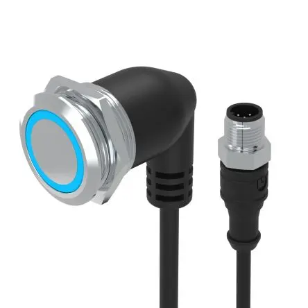 Produktfoto 1 von EAO 82 Druckschalter Blau Beleuchtet Tastend Panel Ø 22 mm, 1 Wechsler / 3A 240 V dc 240 V ac, IP65, IP67