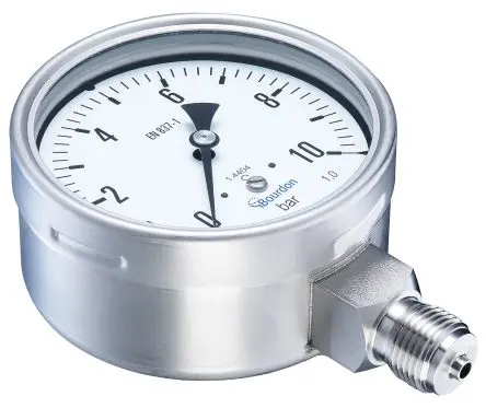 Produktfoto 1 von Bourdon Unterseite MEX5 Manometer 100 mm 0 bar → 40 bar ±1 % Edelstahl Gehäuse 1/2 in NPT