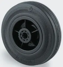 Produktfoto 1 von Tente Rollwagenrolle Schwarz, Mat. Gummi, 70 kg Ø 80 mm, B. 35 mm
