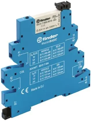 Produktfoto 1 von Finder 39 Interface Relais 24V ac/dc, SPST DIN-Hutschiene 11mA