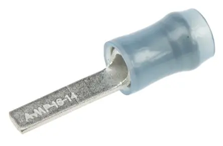 Produktfoto 1 von TE Connectivity PIDG Kabelschuh Flachstift, Isoliert 16 AWG, Blau, L. 12.57 mm 14 AWG, D. 0.79 mm