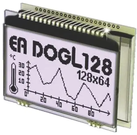 Produktfoto 1 von Display Visions EA DOG Monochrom LCD, Graphisch LED Weiß 128 x 64 Pixel, Hintergrund Schwarz, SPI Interface