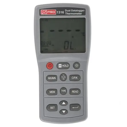Produktfoto 1 von RS PRO Digitales Thermometer, 1316, Tragbar, 2 bis 1090 °C ±0.05 % max, Messelement Typ Typ J, Typ R, Typ E, K, Typ T,