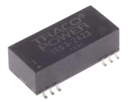 Produktfoto 1 von TRACOPOWER TES 3 DC/DC Konverter, 15V dc OUT 100 mA Oberfläche 36V dc 1.5 kV dc 3 W -40 °C 85 °C